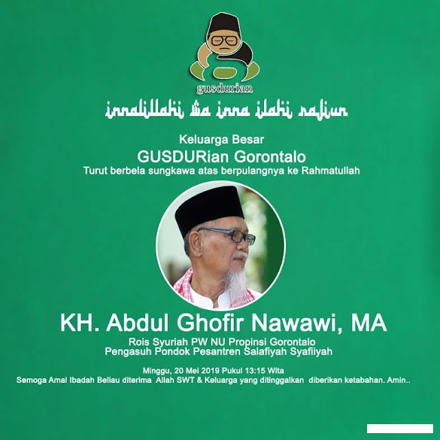 KH Abdul Ghofir Nawawi Wafat, Warga NU Gorontalo Berduka