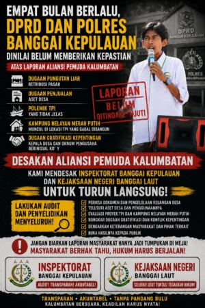 Aliansi Pemuda Kalumbatan Desak Kejari Banggai Laut dan Inspektorat Audit Dugaan Persoalan di Desa Kalumbatan