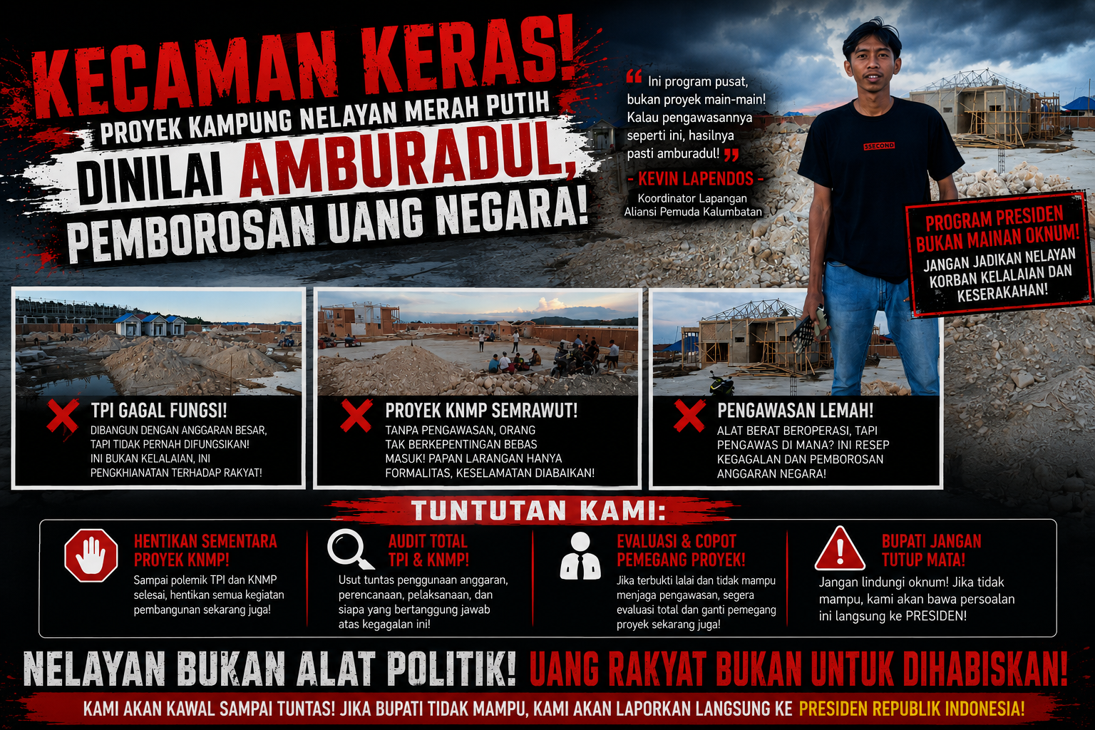 Aliansi Pemuda Kalumbatan Soroti Lemahnya Pengawasan Proyek Kampung Nelayan Merah Putih