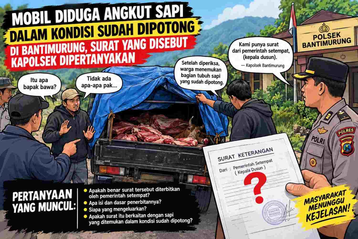 Mobil Diduga Angkut Sapi dalam Kondisi Sudah Dipotong di Bantimurung, Surat yang Disebut Kapolsek Dipertanyakan