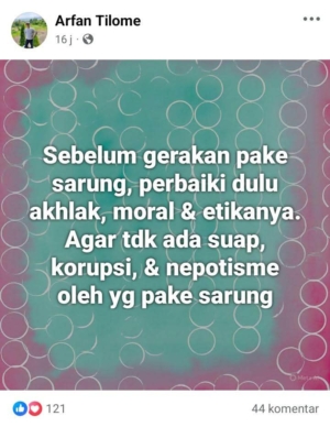 Unggahan Tokoh Muhammadiyah Gorontalo soal Akhlak dan Gerakan Pakai Sarung Tuai Perdebatan di Media Sosial